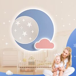 Світлодіодний стельовий світильник LUCKINHAND Pink Star Moon, затемнення за допомогою пульта дистанційного керування, нічник, 30см