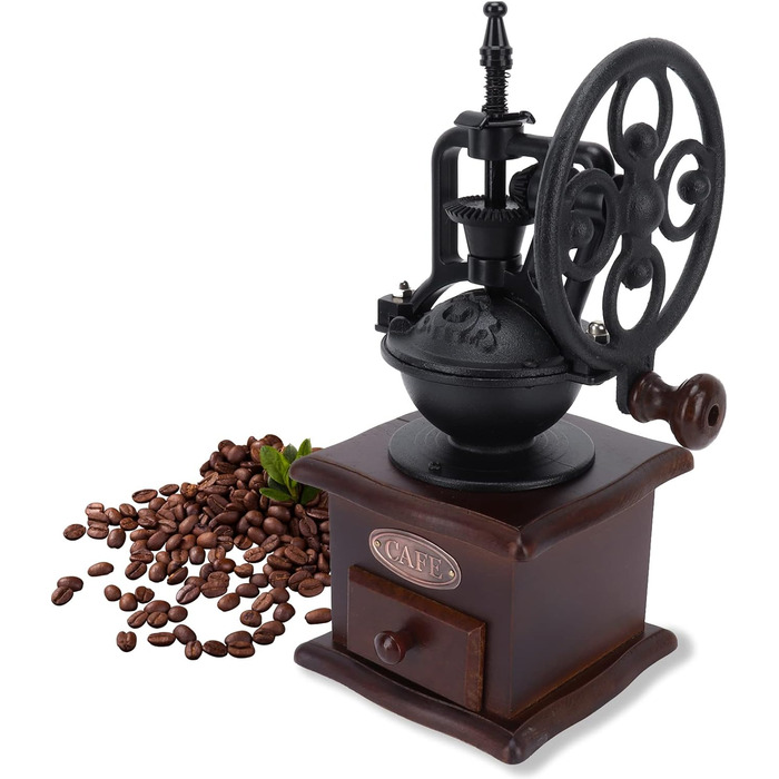 Ручна кавомолка, вінтажна ручна кавомолка з шухлядою (50 символів)