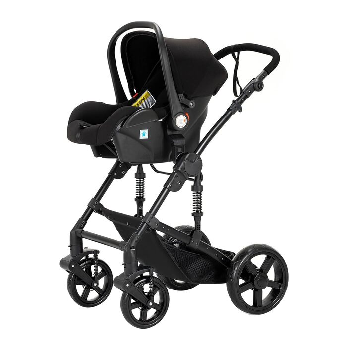 Дитяча коляска Reenborn 3 в 1, Buggy з двома режимами, алюмінієвий каркас, комплект, складна конструкція, колір Black