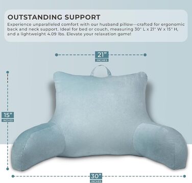 Підкладка на ліжко Klear Vu Velours з подушкою для підтримки спини, з кишенею та ручкою, Коко Браун (Сірий)