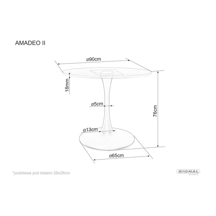 Стіл AMADEO II дуб/чорний мат д.90