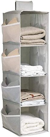 Шафа для зберігання підвісних шаф 3-рівневий миючий шафа для підвісних суконь складаний шафа з кишенями для аксесуарів з Оксфордської тканини (світло-сірий 4-рівневий комплект по 1)
