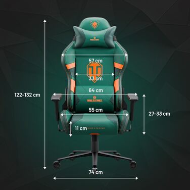 Ігровий крісло Diablo X-One 2.0 для World of Tanks з регульованими підлокітниками та ергономічним дизайном, подушки для шиї та попереку