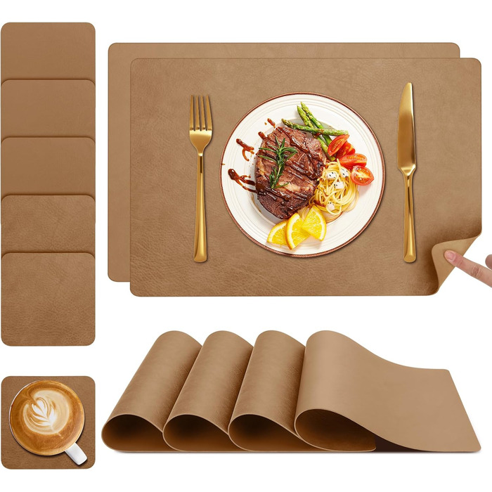 Набори серветок YIHELU: 6 шт., водонепроникні, з штучної шкіри, для кухні та їдальні, м'ятно-зелені/кремові