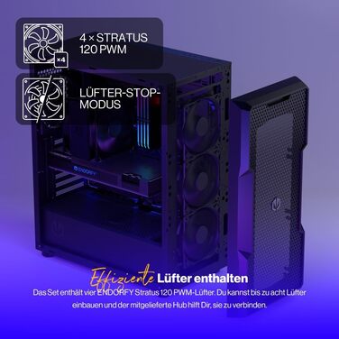 Комп'ютерний корпус ENDORFY Regnum 400 Air, 4x120 мм PWM вентилятори, скляна бічна панель, просторий, високий повітряний потік