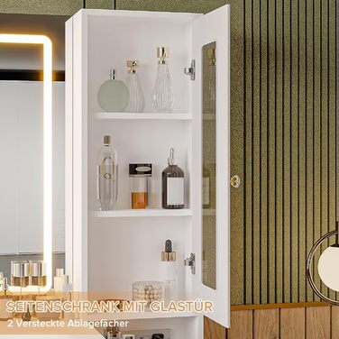 Дзеркальний туалетний столик Belife з підсвічуванням та 7 шухлядами, з розеткою та 3 кольорами світла для спальні (V3)