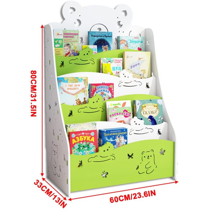 Книжкова шафа Мультфільм Дитячий садок Книжка з малюнками Полиця для зберігання дитячої кімнати без запаху Підходить для розміру дитини (колір B, S 60x33x80 см) 60x33x80 см B