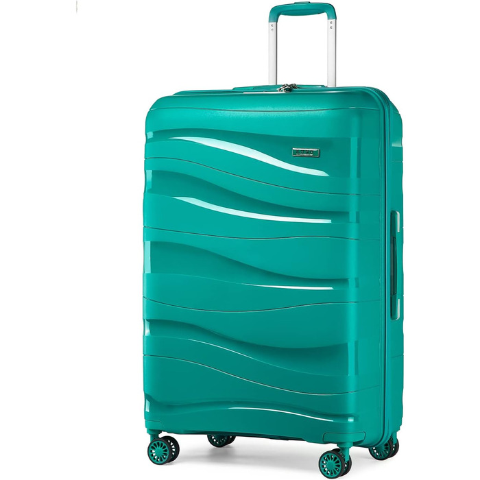 KONO Чемодан середнього розміру 65см з поліпропілену з TSA замком, 65x46x26.5см (Зелений)