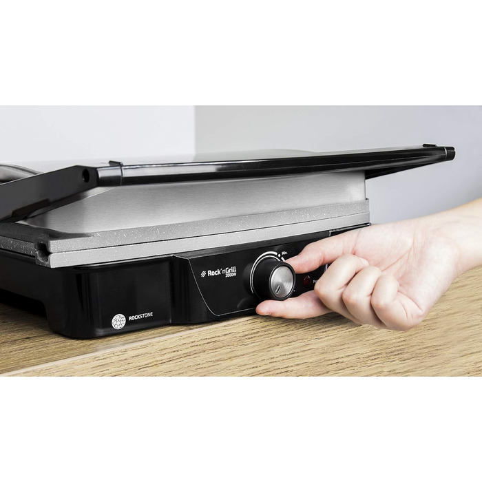 Електрогриль Cecotec Rock'n Grill 2000 з антипригарним покриттям RockStone, 2000 Вт, нержавіюча сталь та пластик