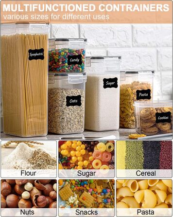 Набір контейнерів для зберігання Heucheey 25 шт. - Органайзер для кухні, контейнери для продуктів з кришкою, ємності для зберігання, мірна ложка, маркер, наклейки, щітка-губка