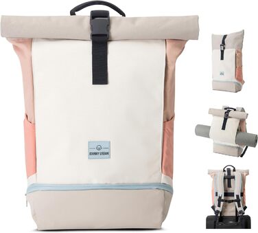 Рюкзак Johnny Urban для жінок і чоловіків - Allen Medium - Rolltop з відділенням для ноутбука для Uni Bicycle Business - 15 л - екологічний - водовідштовхувальний пісок/рожевий
