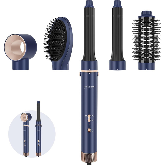 В 1 MaxAIR Styler, щітка з теплим повітрям PARWIN PRO BEAUTY, 110 000 об/хв, Сушіння/Випрямлення/Об'єм/Локони, Іонний догляд, Синій, 5