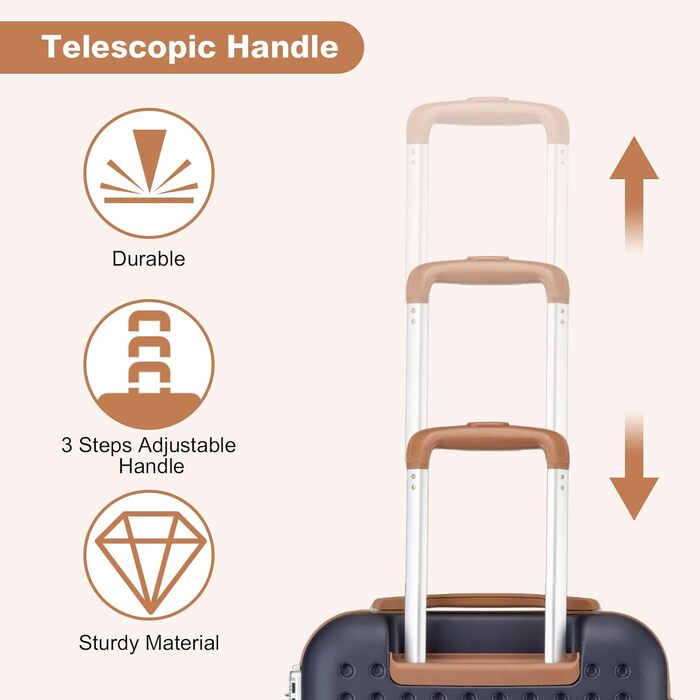 Набір валіз KONO з ABS пластику (4 шт.) - білий колір, 75x48x29 см, з TSA замком