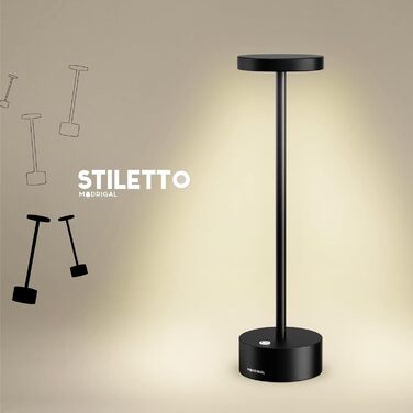 LED-стійка лампа Neu Stiletto IP54: USB-C, бездротова, регулювання інтенсивності, для дому та ресторану (чорний)