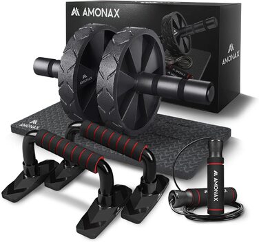 Роликовий тренажер для преса Amonax Gym 1,56 кг чорний