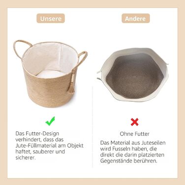 Кошик для білизни Mkono з натурального сизалю, плетений кошик для зберігання речей, коричневий, 40x35 см