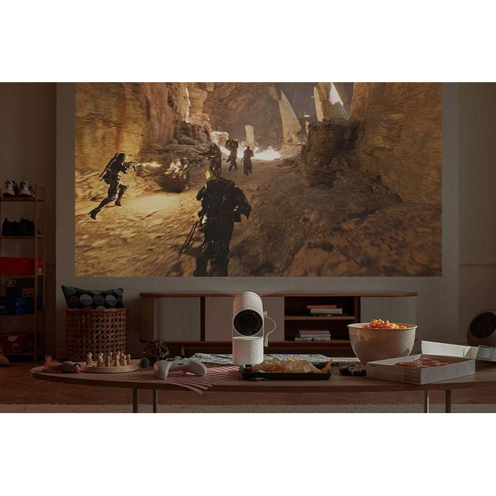 Samsung The Freestyle: Портативний LED-проектор Full HD HDR10 з автонастроюванням та 360° звуком (2023)