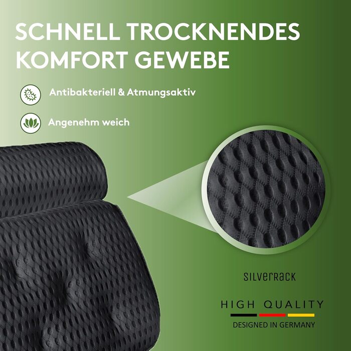 Підголовник для ванни SilverRack MEDIUM-WEICH (темно-сірий) з 3D-системою підтримки та сіткою 4D - комфортне аксесуар для ванни