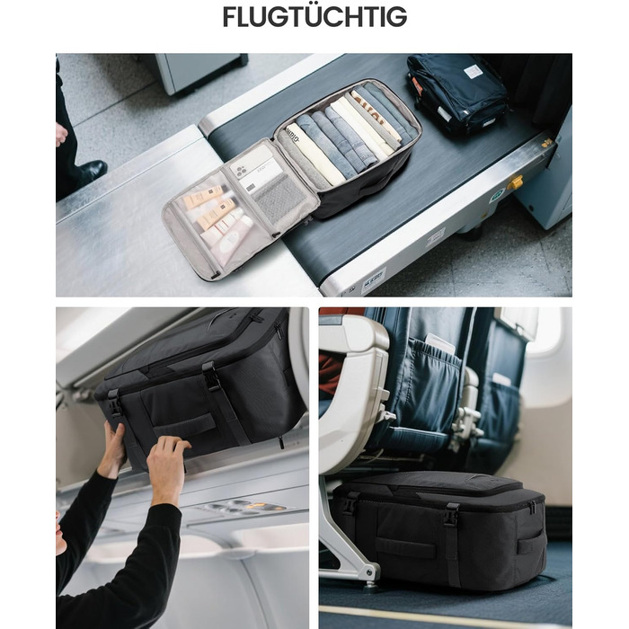 LOVEVOOK Рюкзак ручної поклажі, великий дорожній рюкзак для літака, рюкзак для подорожей чоловічий/жіночий, валіза-рюкзак з відділенням для ноутбука, ручна поклажа, сумка для подорожей, роботи, бізнесу (17.3 дюйми, сірий)