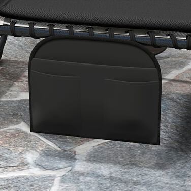 Набір з 2 сонячних лежаків, розкладні садові лежаки з подушкою для голови, спинка з 5 рівнями регулювання висоти, бічна кишеня, чорного кольору