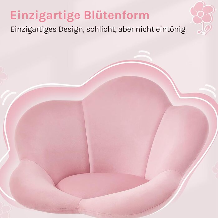 Дитячий ергономічний стілець WOLTU для столу, туалетного столика, офісу, регульована висота, оксамит, рожевий