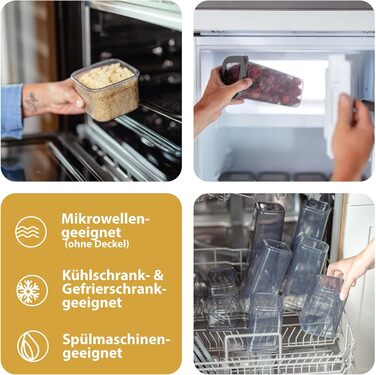 Герметичні контейнери для зберігання продуктів [набір 12 шт], антрацит - Складаються, економія місця для кухні, банки для круп, контейнери для їжі, набір 12 шт (12x1500 мл)