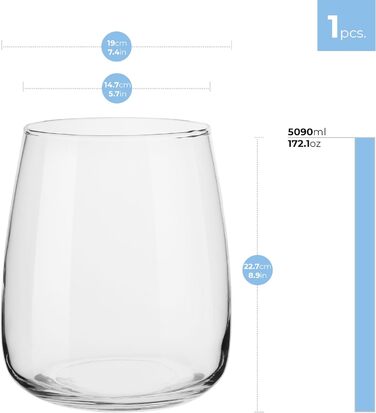 Скляна ваза TREND FOR HOME Ø 19 см висотою 22,7 см прозора