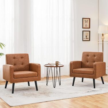 Крісло-мішок Yaheetech з підлокітниками, коричневе, з поліуретану, до 136 кг, для вітальні