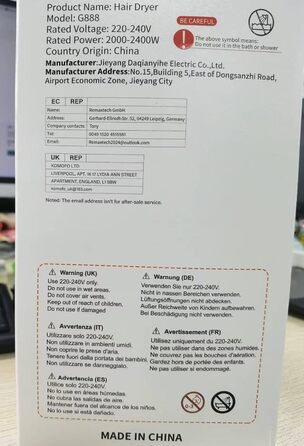 Фен Vbrisi, фен, складний іонний фен для волосся потужністю 2400 Вт, швидковисихаючий фен, професійний туристичний фен для волосся з кнопкою гарячого/холодного, 3 нагрівання, 3 швидкості, кондиціонер Салонний фен для волосся з дифузором і мішком для збері