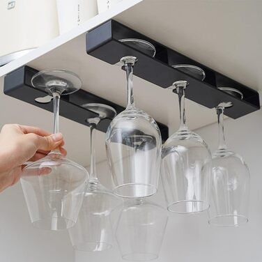 Тримач для келихів DESONAUT під полицю шафи, пластиковий, для сушки, 4 шт. (Чорний)