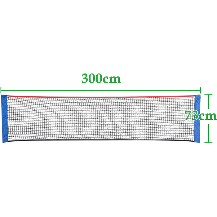 Сітка для бадмінтону Kaidida, ,300x73 см, може використовуватися окремо або використовуватися в якості запасної сітки для тенісу, бадмінтону, піклболу і волейболу,підходить для дітей / дорослих на відкритому повітрі.