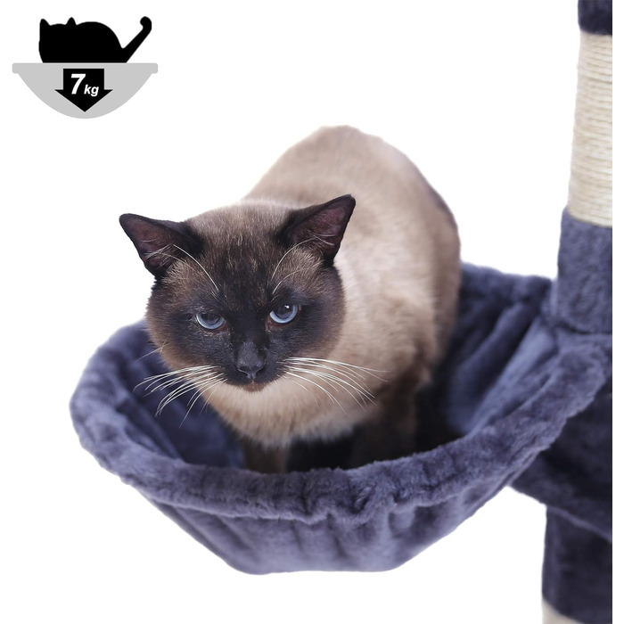 Котяче дерево Cat Tree з 3 платформами, Smoke Grey EMPJ030G, 164