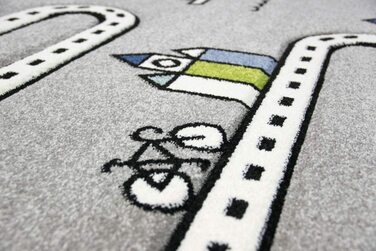 Дитячий килим з мериноса вуличний килим для хлопчиків з вулицями і будинками сірого кольору Розмір 200 х 290 см (120 см)