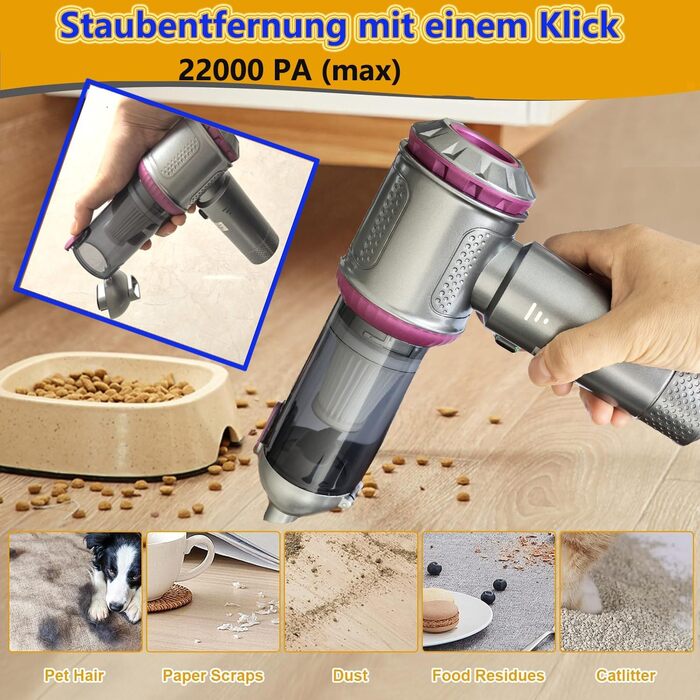 Акумуляторний ручний пилосос 3 в 1 для авто та дому, потужність 18000Па, 3 режими швидкості, 200 000 об/хв, бездротовий міні-пилосос для диванів, кухні, офісу та шерсті тварин