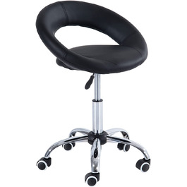 Стілець на коліщатках HOMCOM робочий стілець обертовий стілець офісне крісло регульоване по висоті, поліуретан метал, чорний, 50 х 54 х (66-78) см