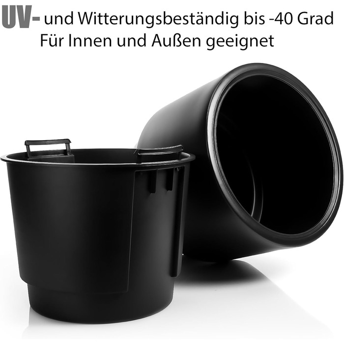 Квітчанка BigDean: стильний горщик з підставкою, діаметр 40 см, чорний, міцний пластик, Made in Europe