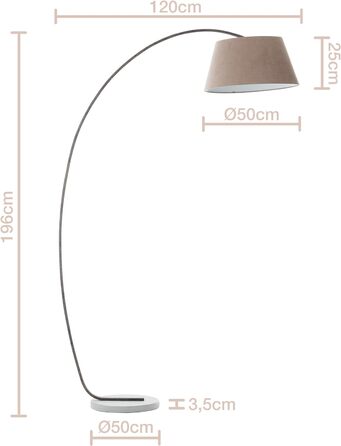 Торшер Lightbox Arc, 196 см, Тканинний абажур, Поворотний, E27, Бетон/Метал/Текстиль, Сіро-коричневий