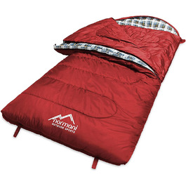 Спальний мішок 4-в-1 Extreme Outdoor Sleeping Bag 'Antarctica з нейлону Rip-Stop з наповнювачем з порожнистого волокна 500 250 г/м 220 x 90 см Темно-червоний ліворуч
