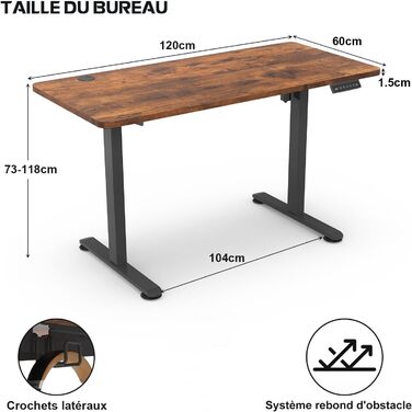 Регульований стіл Homall 100x60 см з USB-роз'ємом, комп'ютерний стіл для дому та офісу, ергономічний (білий)