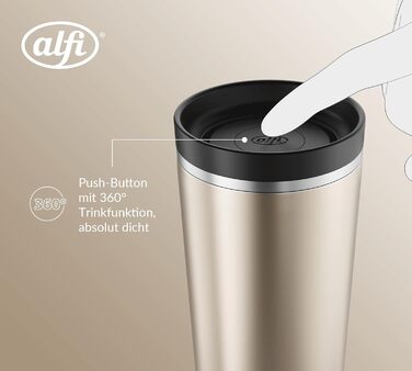 Термокружка Alfi ISO COFFEE MUG PRO, 0.38 л, нержавіюча сталь, для кави з собою, з ізоляцією, 6 годин гаряча, 12 годин холодна, без BPA, для миття в посудомийній машині (Champagne)