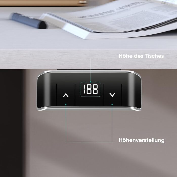 Електричний регульований стіл ONKRON WDF221E-B: чорне металеве підстав'я, для стільниць 120-170 см, до 70 кг