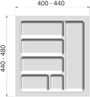 Лоток для столових приборів 50 см білий пластик 6 відділень 440 x 480 мм підходить для шухляди 50 см можна вирізати за розміром