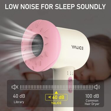 Бездротовий фен для немовлят, міні-фен для дітей, акумуляторний дитячий фен для чутливої шкіри з 3 швидкостями, підходить для 0-3 роки (Рожевий) Donut Рожевий