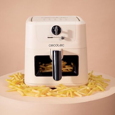 Фритюрниця без олії Cecotec Cecofry Antique 5000 з вікном, 5 л, 1500 Вт, Digital, PerfectCook, Retro-дизайн, білий колір