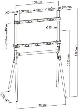 Підставка для телевізора TECHLY 107241 для LCD/LED/Plasma 49-70 дюймів, Staffelei, темний горіх