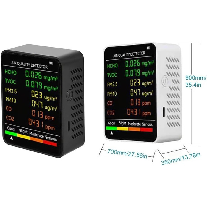 Монітор якості повітря 6-в-1: PM2.5, PM10, TVOC. Прилад для дому, офісу, теплиці (білий)