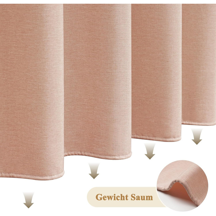 Шторка для душу EurCross з льону, текстурована, 180x220 см, текстиль, водонепроникна, з 12 колечками, рожева, для готелю, антигрибкова, миється