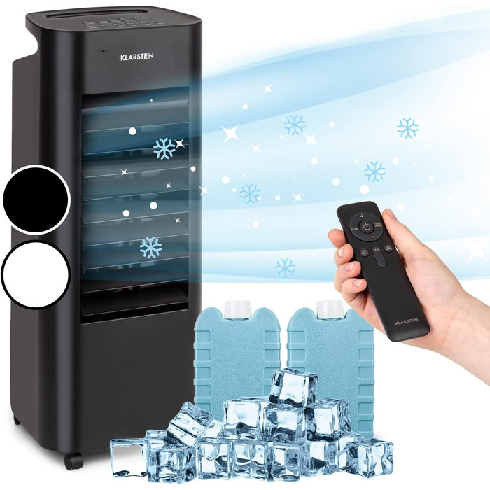 Клариштейн Охолоджувач повітря з водяним охолодженням IceWind Max, 4-в-1: охолоджувач, зволожувач, вентилятор, нічний режим, 60W, 330 м³/год, білий/чорний