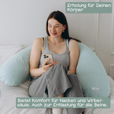 Подушка для годування Stillkissen XXL з органічної бавовни та наповнювачем з капоку | велика подушка для годування та пляшечки | вагітна подушка для сну на боці | антиалергенна та тиха | 190x30 см, кремовий колір, перкал (фіалка, в'язана)