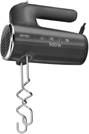 Ручний міксер MPM MMR-23 з 2 вінчиками та 2 гаками для тіста - 6 швидкостей, турбо-режим, 900 Вт, антрацит